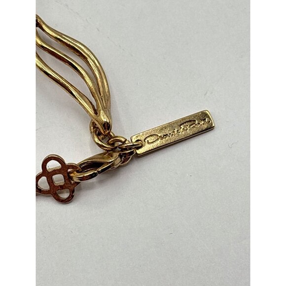 Oscar De La Renta Gold Tone Open Work Flower Necklace - Picture 3 of 4